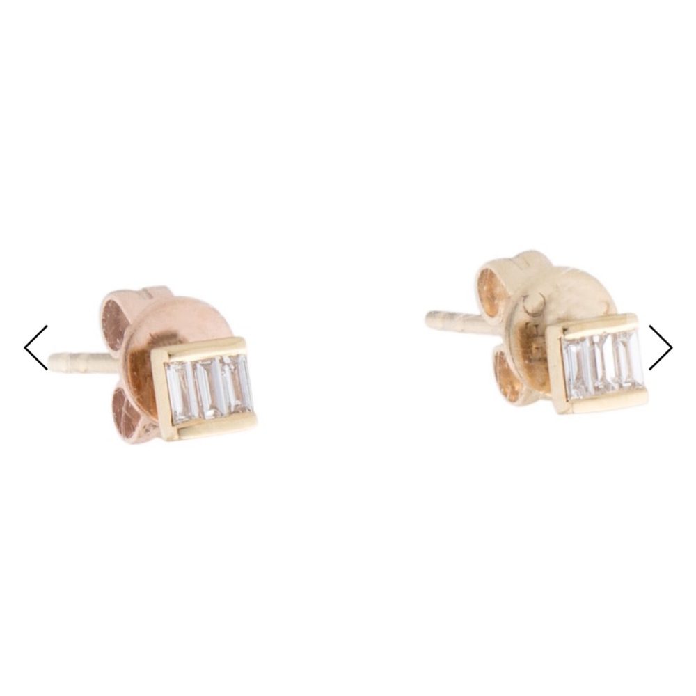 Ef Collection Baguette Diamond Stud Earrings, 14k… - image 3